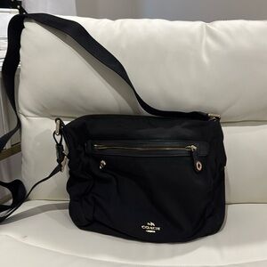 Coach Vintage black crossbody bag gold accent